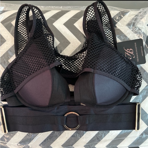 ♡BNWT ICONIC HB™ ☆Axl☆ BLACK MUST-HAVE 2-Piece SET♡ Size 32DD/32E Bra♡ XS Brief♡ - Picture 9 of 11